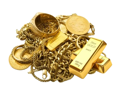 Gold Schmuck, Ketten und Barren