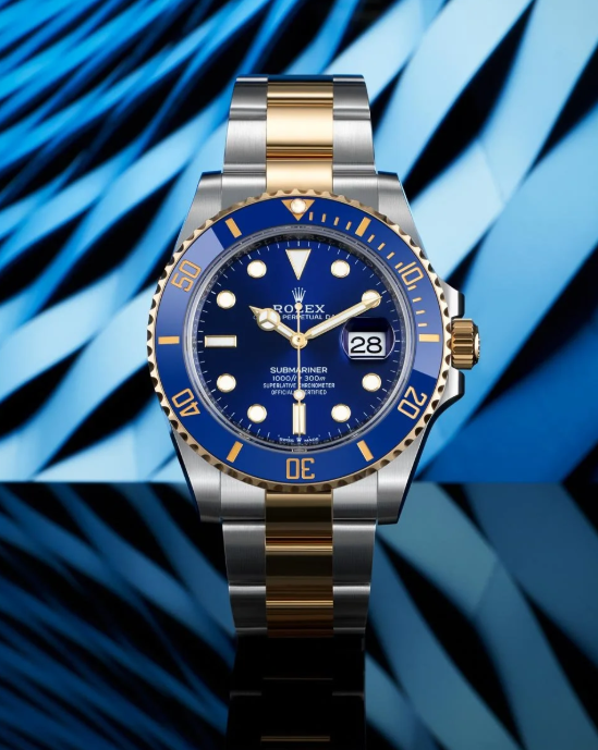 Luxusuhr Ankauf Mödling — Rolex Submariner Zwei-Ton Stahl Gold blau Aurello